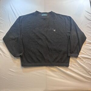 Big Dogs Mens Large Charcoal Grey Fleece Crewneck Sweatshirt Embroidered Logo